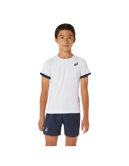Asics Boys Tennis SS Top Brilliant White Midnight - boys shirt