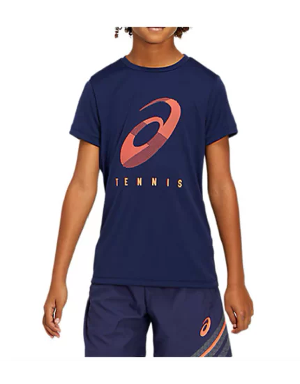 Asics Tennis B Graphic Tee Techno Cyan - boy tennis t-shirt