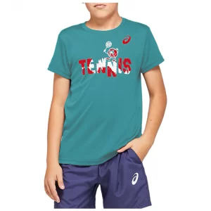 Asics Tennis B Graphic T Techno Cyan - boy tennis t-shirt