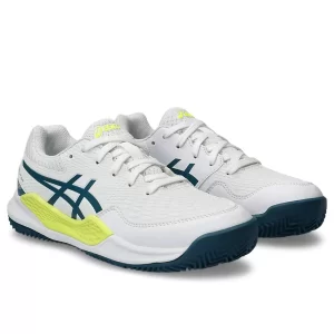 Asics Gel-Resolution 9 GS Clay White Restful Teal - junior tennis shoes