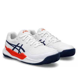 Asics Gel-Resolution 9 GS Clay White Blue Expanse - junior tennis shoes