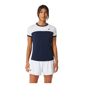 Asics Women Court SS Top Midnight Brilliant White - women's tennis t-shirt