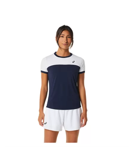 Asics Women Court SS Top Midnight Brilliant White - women's tennis t-shirt
