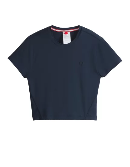Wilson W Match Point Tee Lite Navy - womens tennis shirt