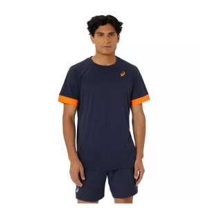 Asics Men Court SS Top Shocking Orange Midnight - men's tennis t-shirt