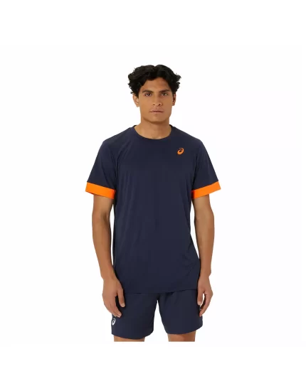 Asics Men Court SS Top Shocking Orange Midnight - men's tennis t-shirt