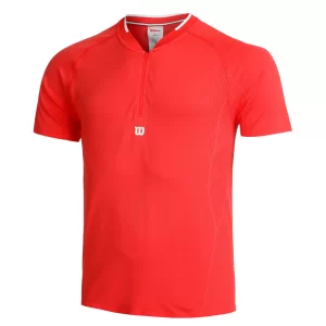 Wilson M Players Seamless Zip HNLY 2.0 Red  - mens tennis tshirt