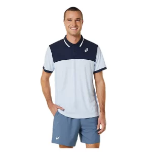 Asics Men Court Polo Shirt Sky Soft Midnight - men's tennis polo shirt