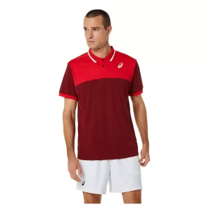 Asics Men Court Polo Shirt Beet Juice Classic Red - men's tennis polo shirt