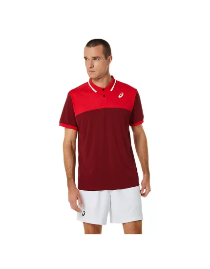 Asics Men Court Polo Shirt Beet Juice Classic Red - men's tennis polo shirt