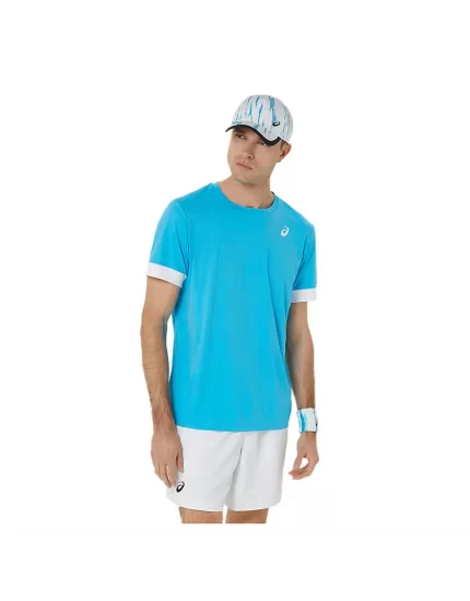 Asics Men Court SS Top Digital Aqua - men's tennis t-shirt