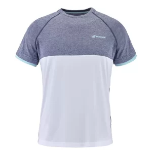 Babolat Play Crew Neck Tee White Blue - tennis shirt