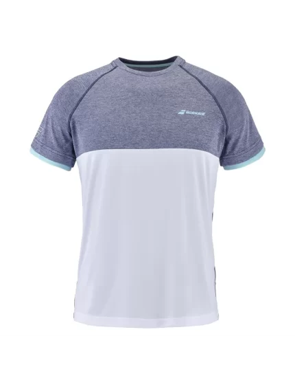 Babolat Play Crew Neck Tee White Blue - tennis shirt