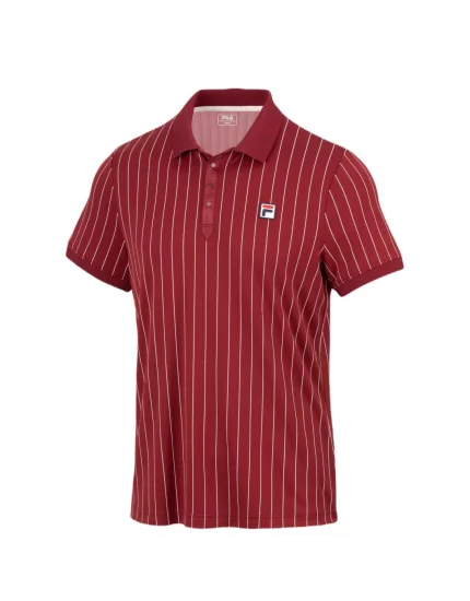 Fila Polo Stripes BjornCabernet White, Alyssum - Men's tennis T-Shirt 