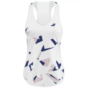 Babolat Compete Tank Top Women White Estate Blue - womens tennis top shirt