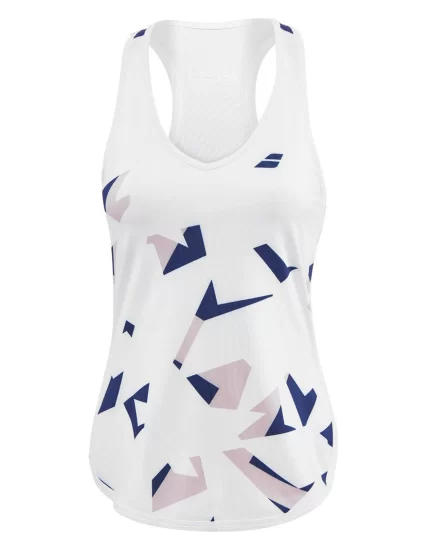 Babolat Compete Tank Top Women White Estate Blue - womens tennis top shirt