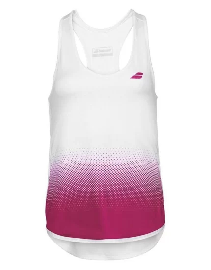 Babolat Compete Tank Top Women White Vivacious Red - womens tennis top shirt