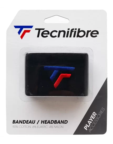 Tecnifibre Headband Black (New Logo) - opaska na głowę