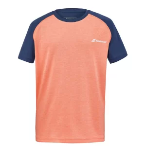 Babolat Play Crew Neck Tee Boy Pink Navy Blue - boy tennis t-shirt