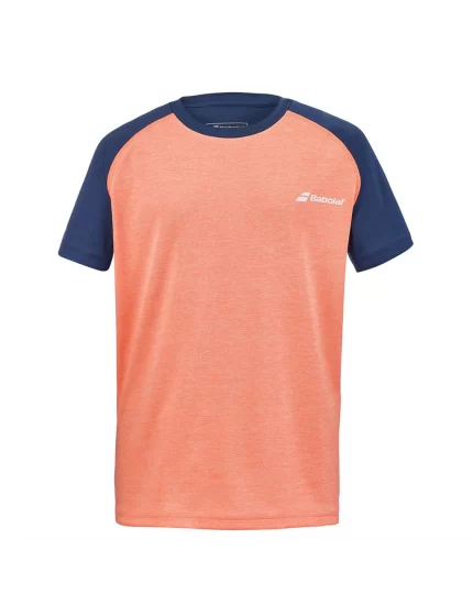 Babolat Play Crew Neck Tee Boy Pink Navy Blue - boy tennis t-shirt