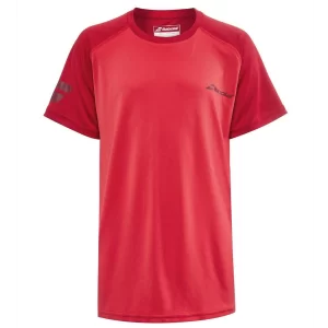 Babolat Play Crew Neck Tee Boy Tomato Red - boy tennis t-shirt