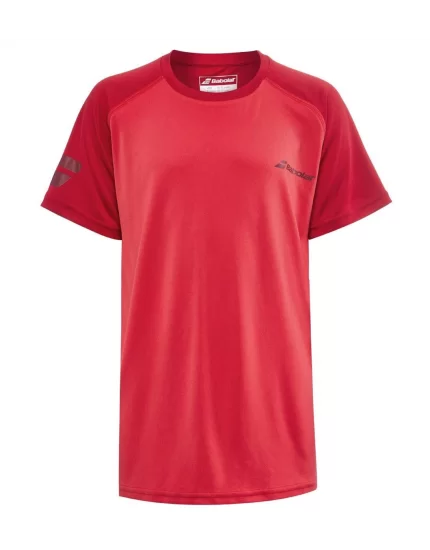 Babolat Play Crew Neck Tee Boy Tomato Red - boy tennis t-shirt