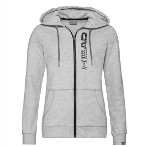 Head Club Greta Hoodie FZ W Grey Melange Black - women's tennis hoodie