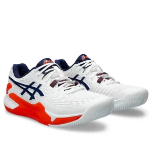 Asics Gel-Resolution 9 White Blue Expanse Clay - tennis shoes