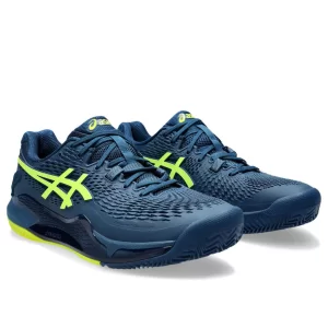 Asics Gel-Resolution 9 Clay Mako Blue Safety Yellow - tennis shoes