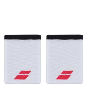 Babolat Logo Jumbo Wristband White Strike Red 2 Pack