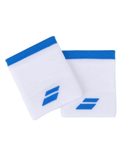 Babolat Logo Jumbo Wristband White Blue Aster 2 Pack