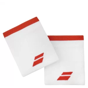 Babolat Logo Jumbo Wristband White Fiesta Red 2 Pack