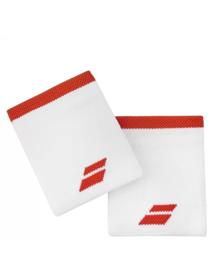 Babolat Logo Jumbo Wristband White Fiesta Red 2 Pack
