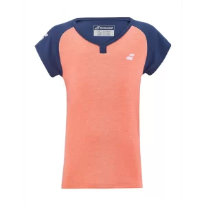 Babolat Play Cap Sleeve Top Girl Fluo Strike Estate Blue - girl tennis t-shirt