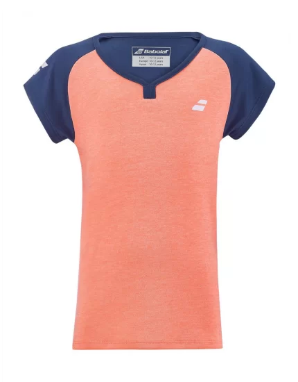 Babolat Play Cap Sleeve Top Girl Fluo Strike Estate Blue - girl tennis t-shirt