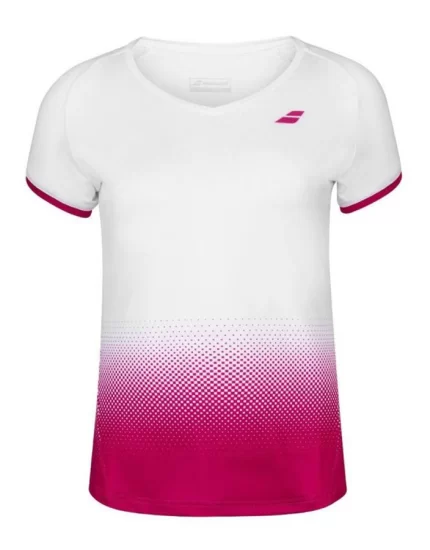 Babolat Compete Cap Sleeve Top Girl - white/vivacious red - girl tennis t-shirt 