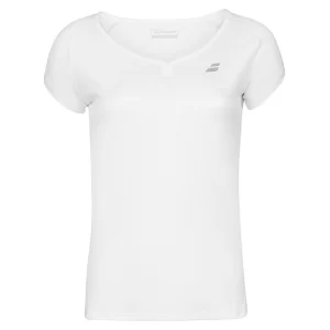 Babolat Play Cap Sleeve Top Girl White - girl tennis t-shirt