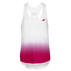Babolat Compete Tank Top Girl White White Vivacious Red - girls tennis top