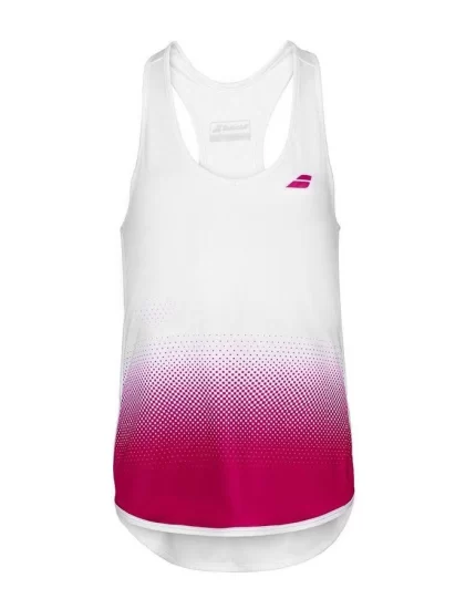 Babolat Compete Tank Top Girl White White Vivacious Red - girls tennis top