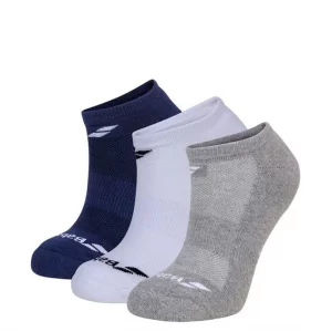 Babolat Invisible 3 Pairs Pack Junior White Estate Blue Grey - junior tennis socks