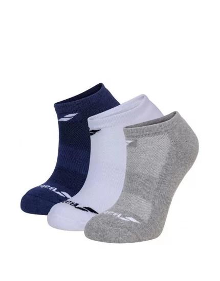 Babolat Invisible 3 Pairs Pack Junior White Estate Blue Grey - junior tennis socks