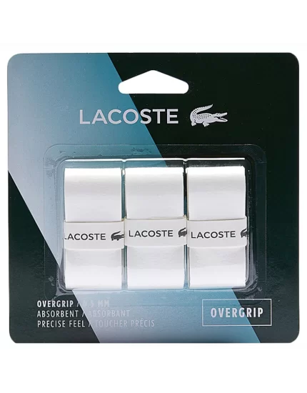 Lacoste Absorbent Overgrip White 3 Pack - overgrips