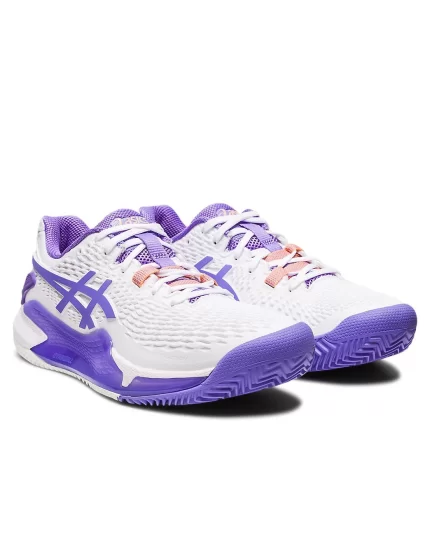 Asics Gel-Resolution 9 Clay White Amethyst - women's tennis shoes