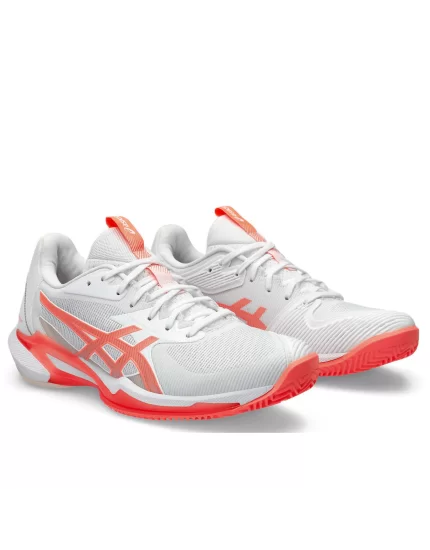 Asics Solution Speed FF 3 Clay White Sun Coral - women's tennis shoes