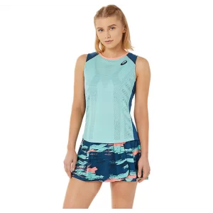 Asics Women Match Actibreeze Tank Oasis Green Light Indigo - women's top
