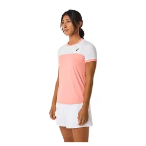 Asics Women Court SS Top Guava Brilliant White - women's tennis t-shirt