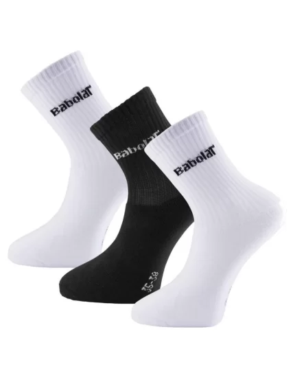 Babolat Tennis Socks (3 pary) White Black - skarpety tenisowe